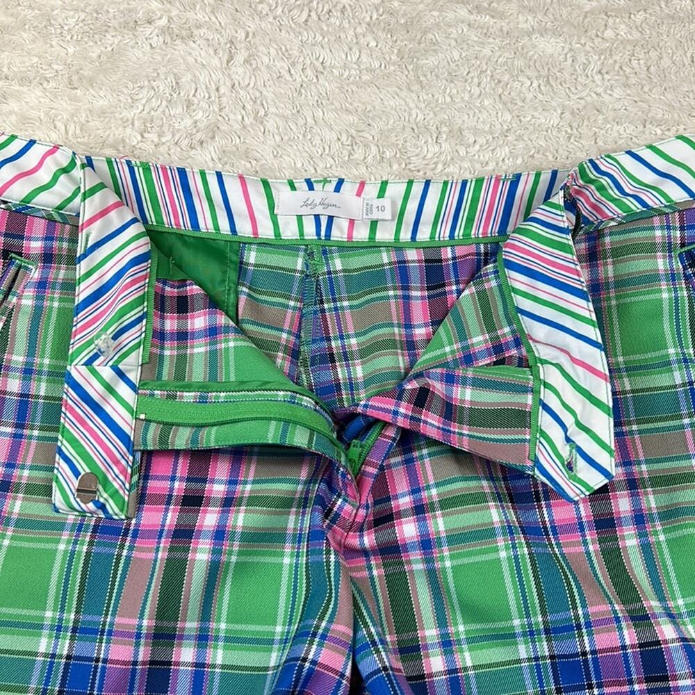 Lady Hagen pink and green plaid‎ golf shorts, size 10 - Picture 7 of 9